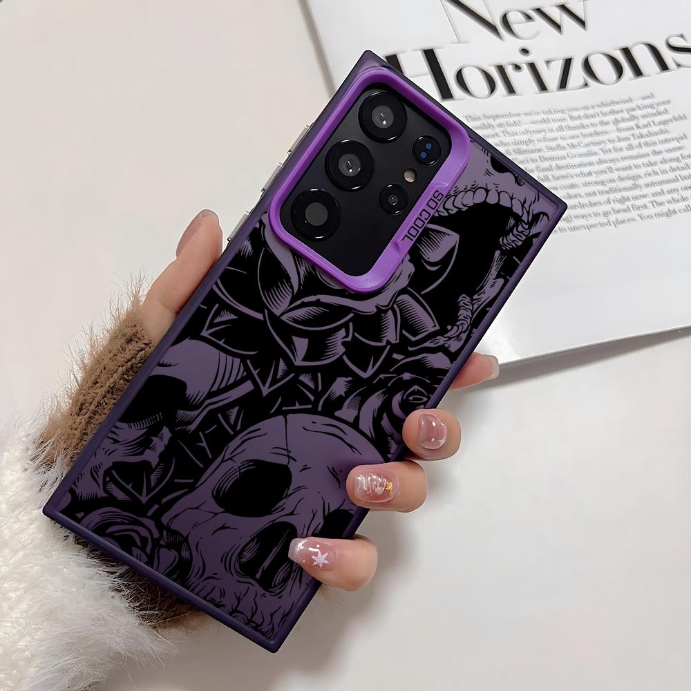 

Cool Skull Phone Case For Samsung Galaxy S25 Edge S24 S23 S22 S21 S20 Ultra Funda Silicone Silver Cover Galaxy S21 5G
