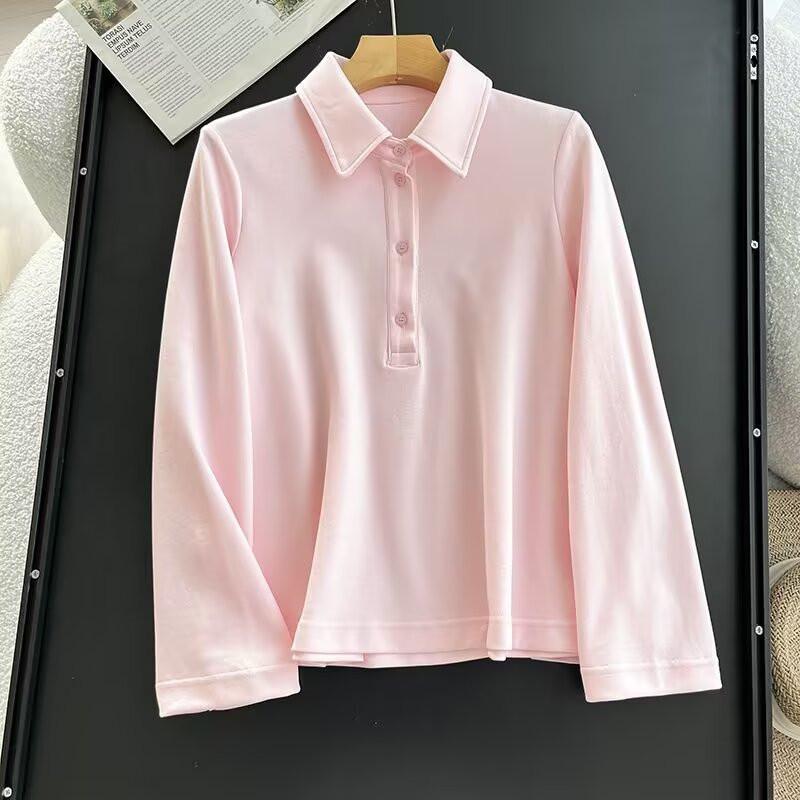 

Женская повседневная рубашка-поло с длинным рукавом и лацканами на весну/лето XS розовый