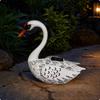 Solar Swan Garden Ornament Hand-Painted Outdoor Decorative Figurine Waterproof