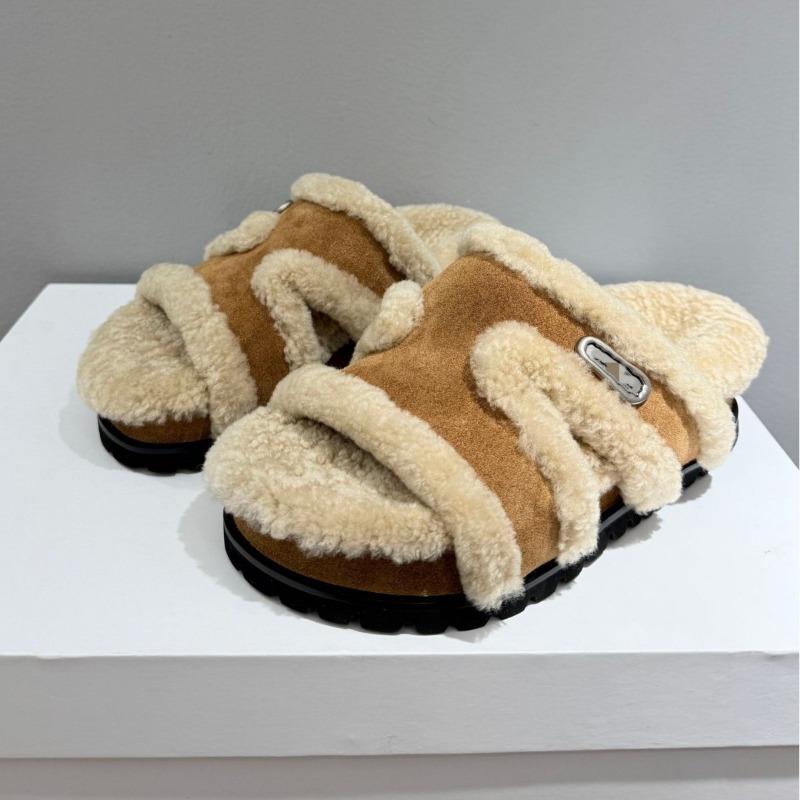 Autumn and winter retro Boken wool shoes for women's new outer wear plush thick-soled plush warm cotton shoes half slippers for women