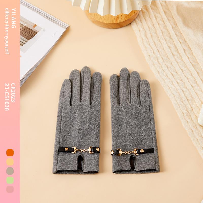 New Suede Warm Women's Cycling Autumn and Winter Gloves Plus Fleece Cold and Wind Wind Gloves