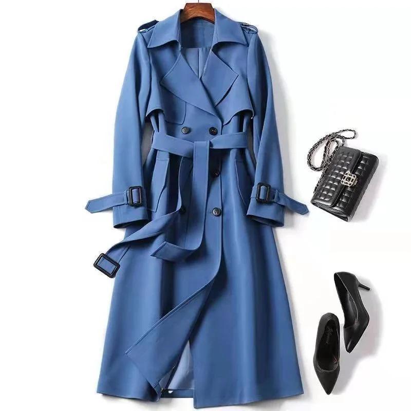 Wintermäntel Damen Lange Jacken Büro Dame Übermantel Zweireihig mit Gürtel Oberbekleidung Trendy Windbreaker Herbst Streetwear