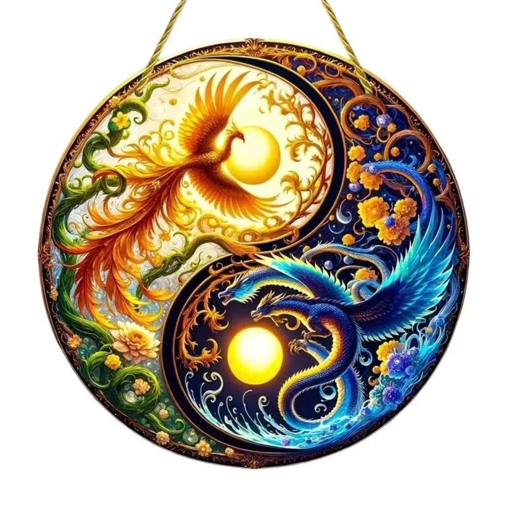 Fantastical Yin Yang Animal Light Catcher Round Acrylic, Novelty Home Decor, Perfect Durable for Bedroom, Store, Office, Kitchen, for Wall Decoration