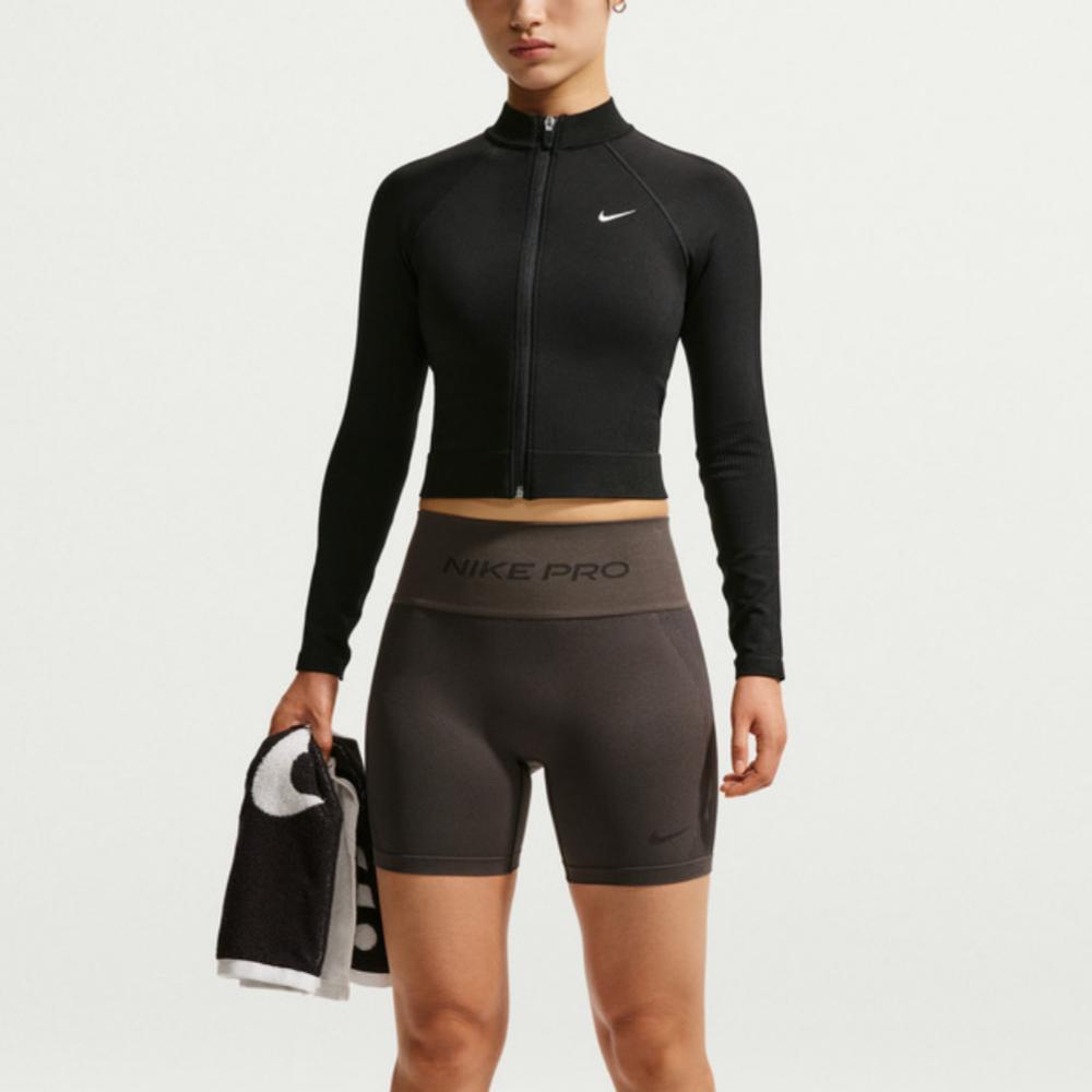 Nike Pro AS W NP DF SMLS FZ MIDLAYER WT Stand Collar Zip Print Raglan Sleeve Jacket Women Jackets IV1469-010