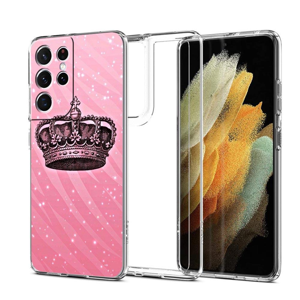 Rose Gold Pink Marble Queen Clear Phone Case For Samsung Galaxy S23 S22 5G S20 Ultra S21 FE 5G S10E S9 S8 S10 Plus Soft Cover