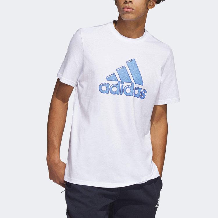 Adidas Logo Pen Fill Sportswear Short Sleeve T-Shirt Men Tops White HS2512
