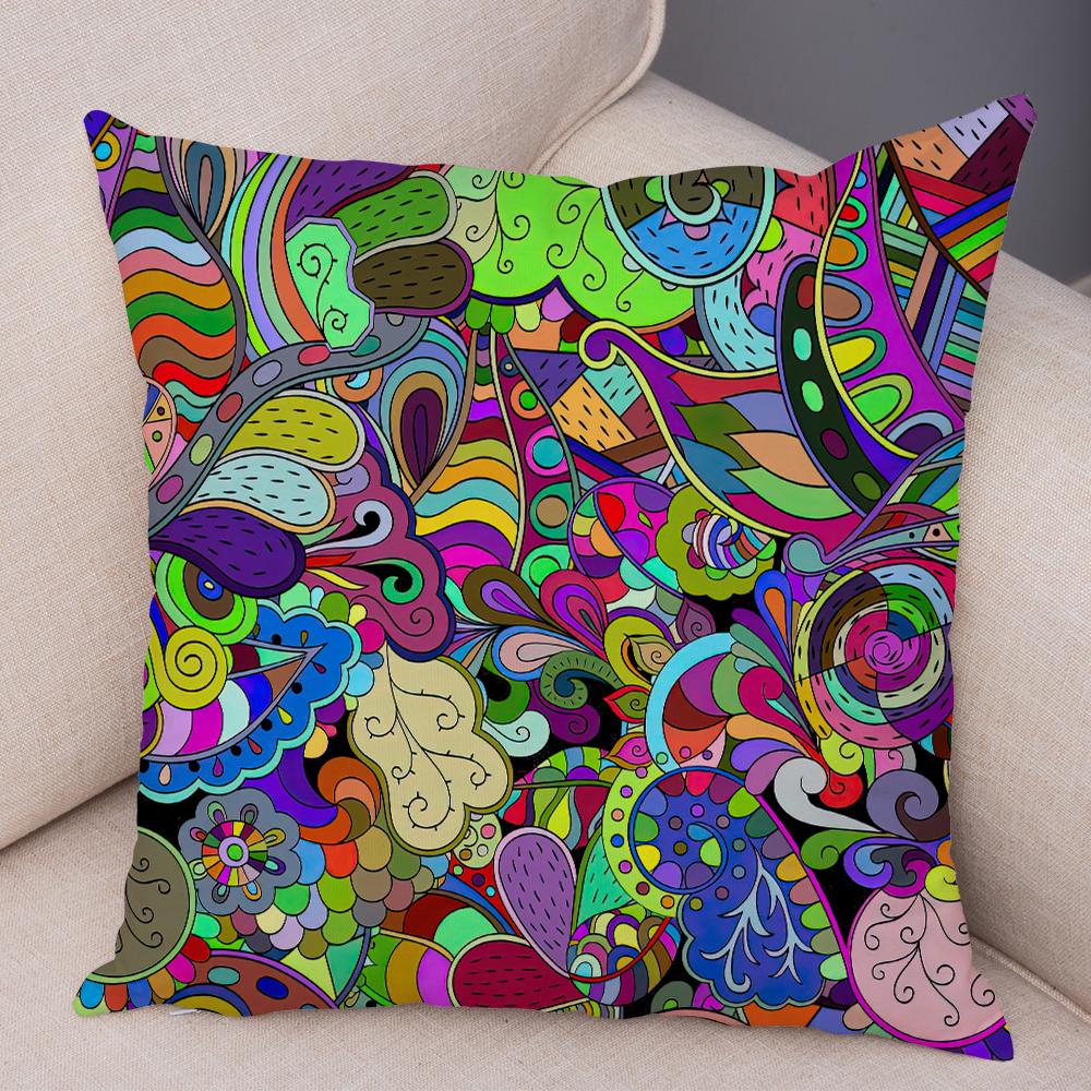 Bright Abstract Bohemian Floral Art Print Household Sofa Bedroom Decoration Pillow Cover Cushion Shell