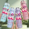 1PC Hello Summer Flamingo Print 750ml Color Plastic Sports Water Bottle Leakproof Flip Straw Lid Suitable for Sports Office Home Use