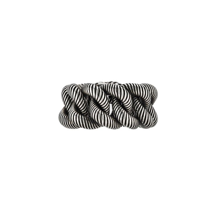 Gucci Interlocking Double G Pattern Vintage Distressed Matte 925 Silver Ring Unisex ring 599740-J8400-0811