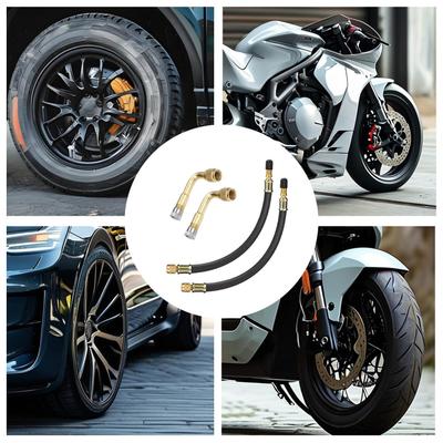 Valve Stem Extenders Flexible Leak-Proof Connector Car Tire Inflator Extension Tube Set For Bike Scooter Motorcycle Auto Sedan