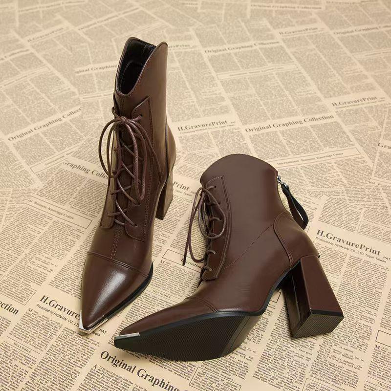 

8cm High Heels Women s Ankle Boots Pointed Fashion Shoes Dress Designer Women s Boots Winter Sexy Chelsea Botas De Mujer 38