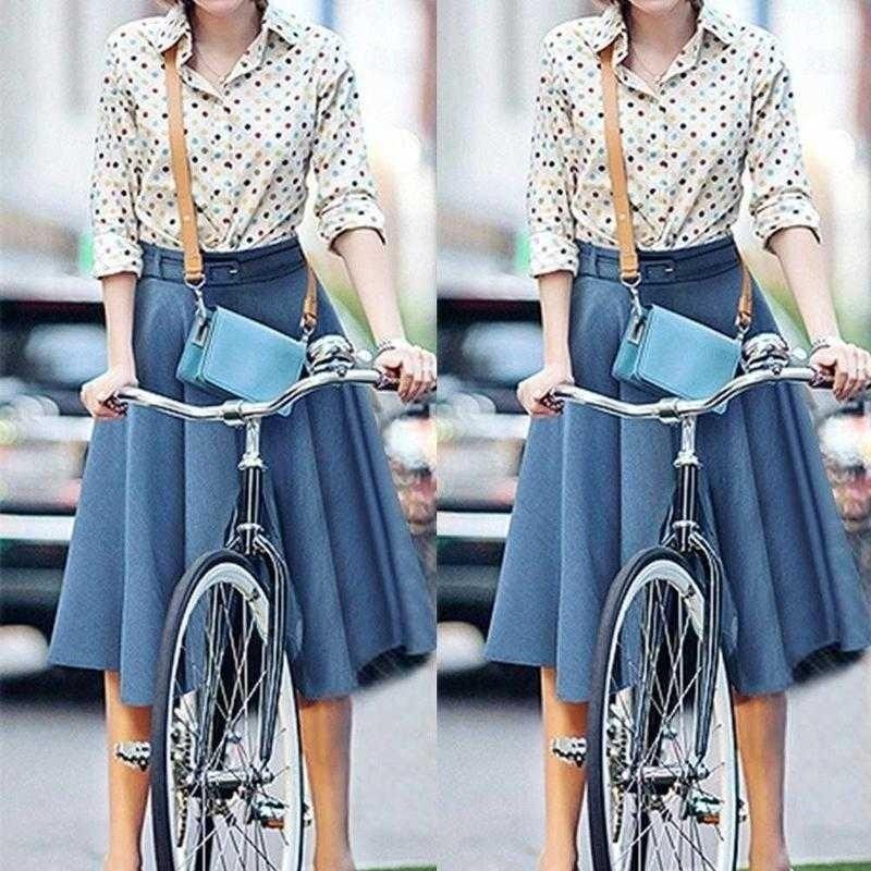 Женская мода Новая женская юбка в ковбойском стиле(Размер:Талия 65см-77см — фото 7