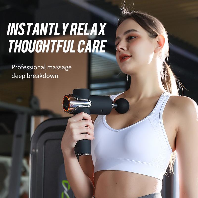 Multi functional home mini fascia gun portable LCD professional fitness neck mask grab deep relaxation impact muscle massager