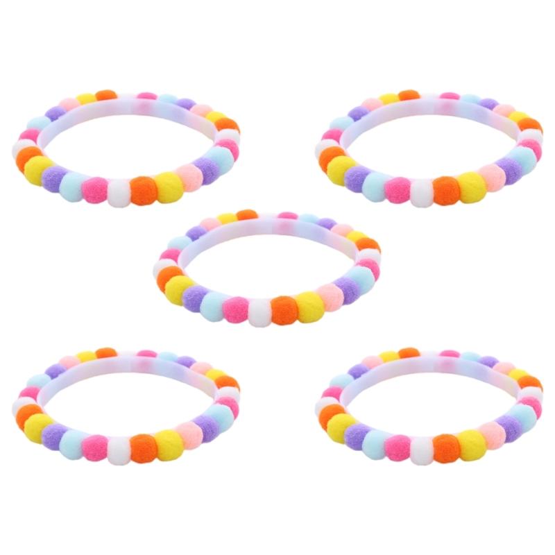 Set of 5 Soft Plush Cats Collars with Colorful Pompoms for Cats Dogs Birthday Party Cats Neckwear Festival Pet Collars