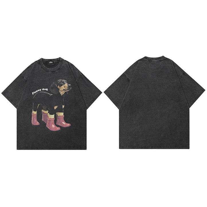 

Men Hip Hop Streetwear Oversized T Shirt Funny Doberman Dog Graphic TShirt Cotton Faded Black Tshirt Unisex Tops Tees S