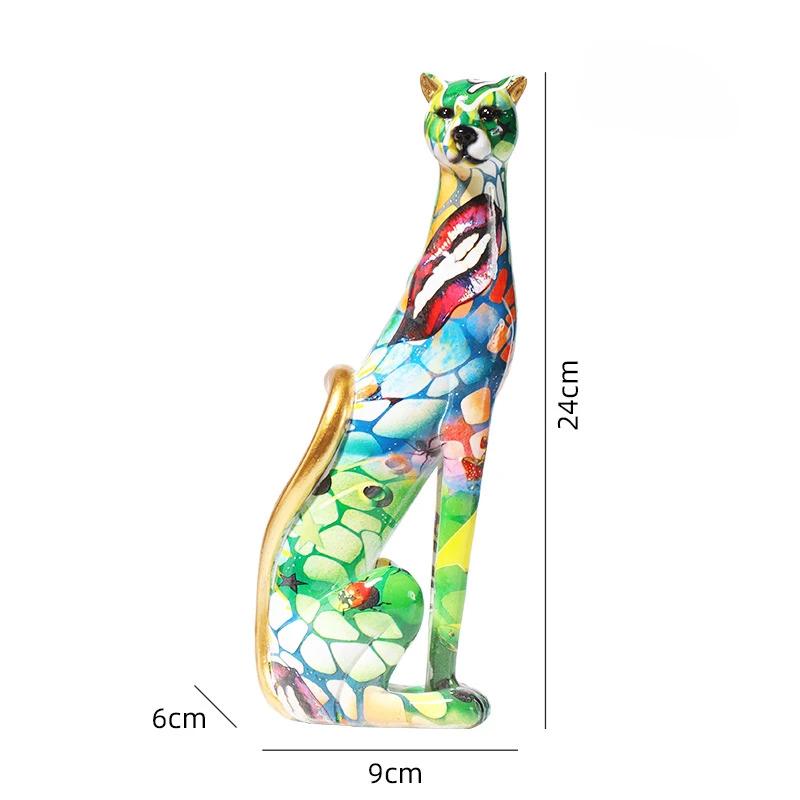 European Graffiti Leopard Statue Living Room Animal Resin Sculpture Home Office Decoration Gift