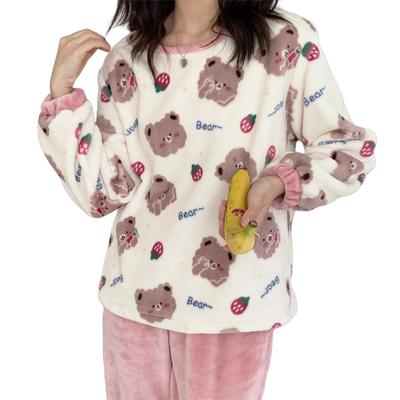 EnagmourCheripo Pajamas Fluffy Flannel Pajama Set with Strawberry and Pig and Breathable for Cold Available In 4 Styles for and Women's - Lightweight,