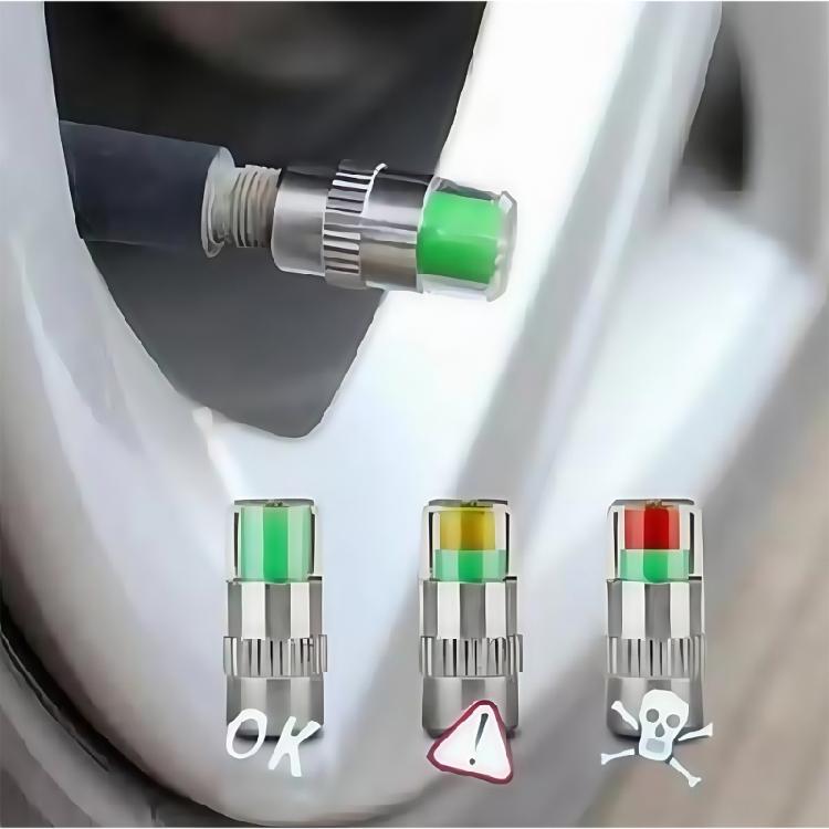 Leakproof Tire Valves Caps Car Tire Pressure Indicator Easy Installation Alert Monitoring Valves Cap Sensor