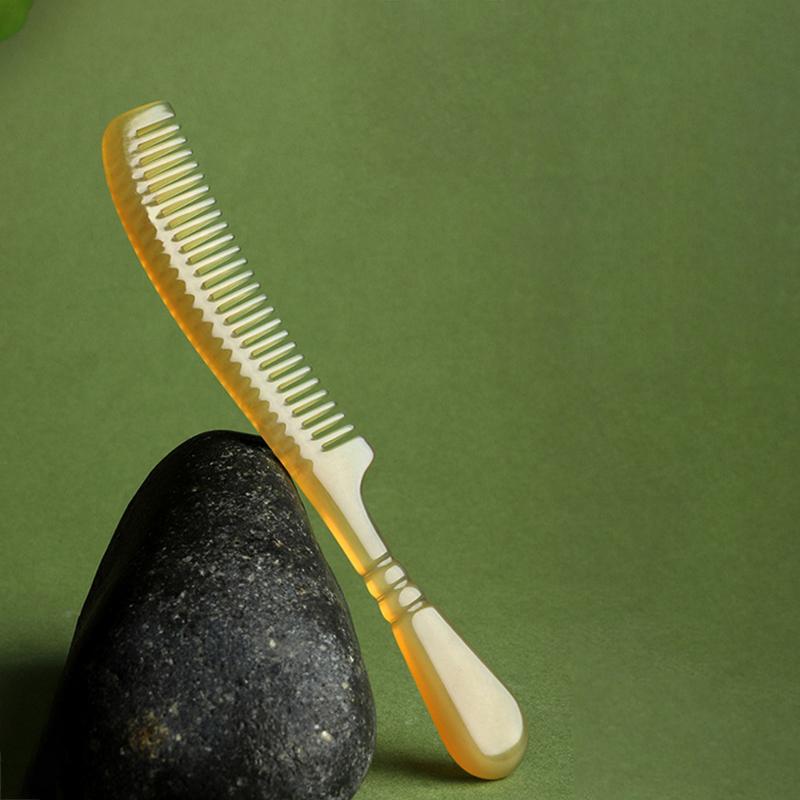 Natural Sheep Horn Comb Anti-Static Fine Tooth Hair Styling Detangling Comb With Handle For Men Women Head Scalp Health Care