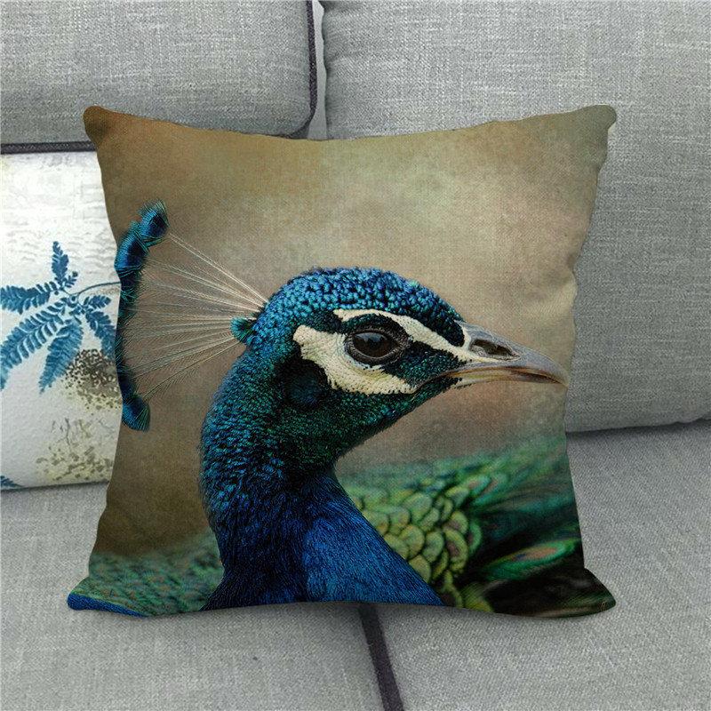 Beautiful Peacock Animal Head Face Digital Printing Short Plush Pillow Covers For Car Sofa Office Cushion Cover Home Goods