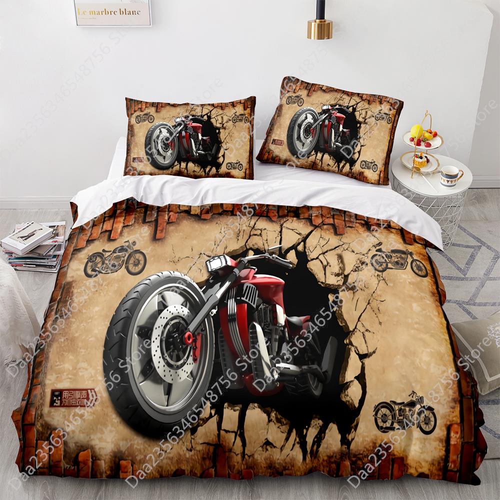 Comforter New Motorcycle Bedding Set Single Twin Full Queen King Size Motorcycle Bed Set Aldult Kid Bedroom Duvet Sets 3D Anime 038