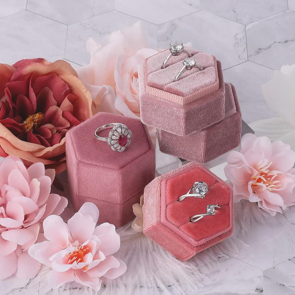 Jewelry For Hexagonal Box Velvet Rings And Earrings Highend Gift Box
