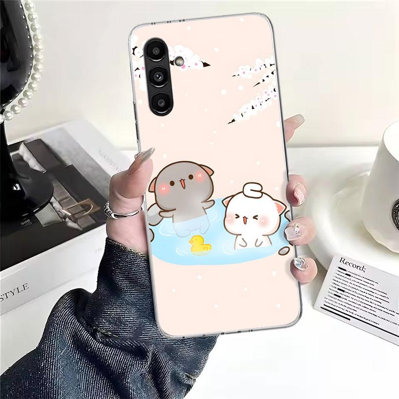 Cute Peach Goma Cat Phone Case For Samsung Galaxy A13 A14 A15 A16 A17 A53 A54 A55 A56 A57 A33 A34 A35 A36 A37 A23 A24 A25 A26 Ga