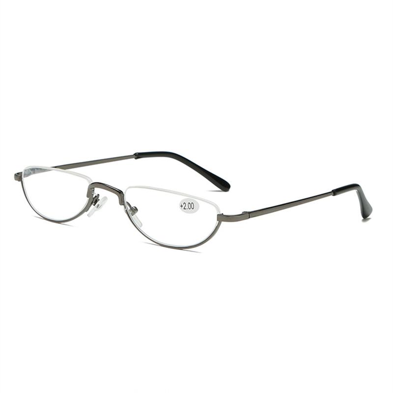 Retro Ultra-licht Metall Halb Rahmen Lesebrille Tragbare Männer Frauen Leser Optische Spektakel Kleine Rahmen Brillen