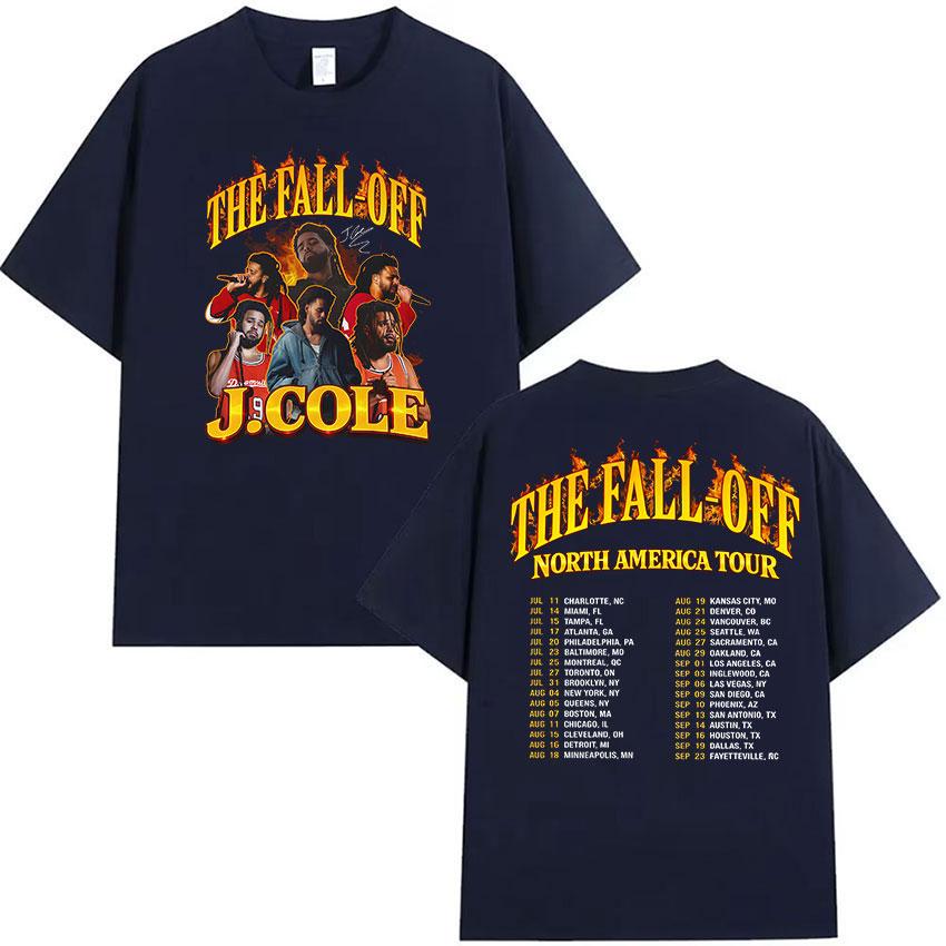Rapper J.Cole The Fall Off North America Tour 2026 Graphic T-Shirt Unisex's Vintage High Quality Short Sleeve T Shirts Streetwear