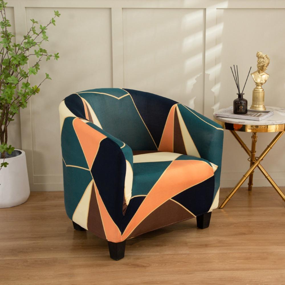 Stretch Printed Semi Circle Sofa Cover Full Wrap Cafe Chair Cover Internet Cafe Hotel Sofa Protector