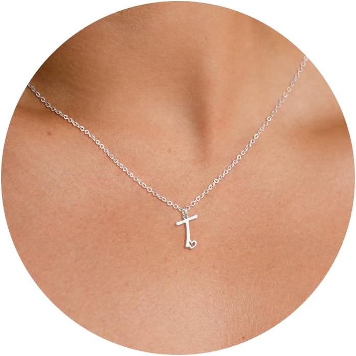 Colier inițial Tewiky pentru femei-Colier cu scrisori delicate umplute cu aur de 14k La modă, drăguț, monogramă personalizată