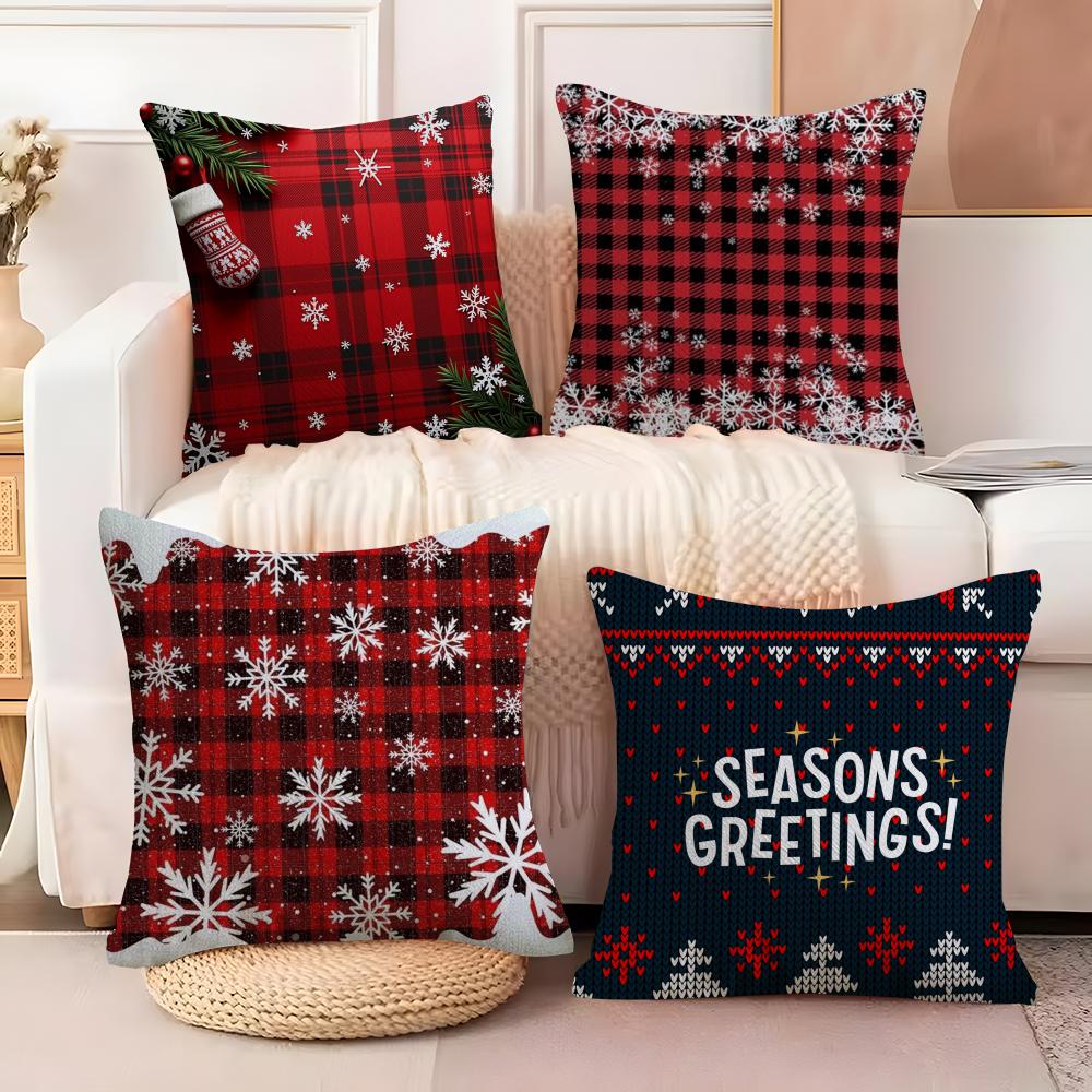 Snowflake-Themed Winter Home Decor Pictures Pillow Case Linen Pillow Case Sofa Home Decor Cushion Cover Cushion Cove