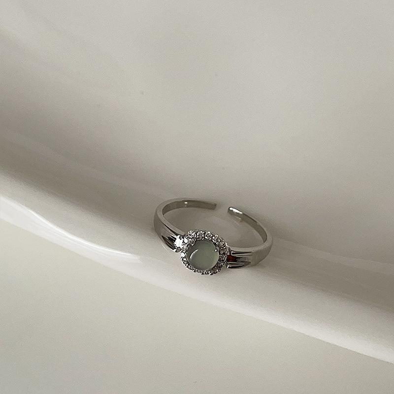 New Chinese Cold Feeling Chalcedony Gourd Water Drop Ring Female Personality Light Luxury Retro Elegant Versatile Ring Ring