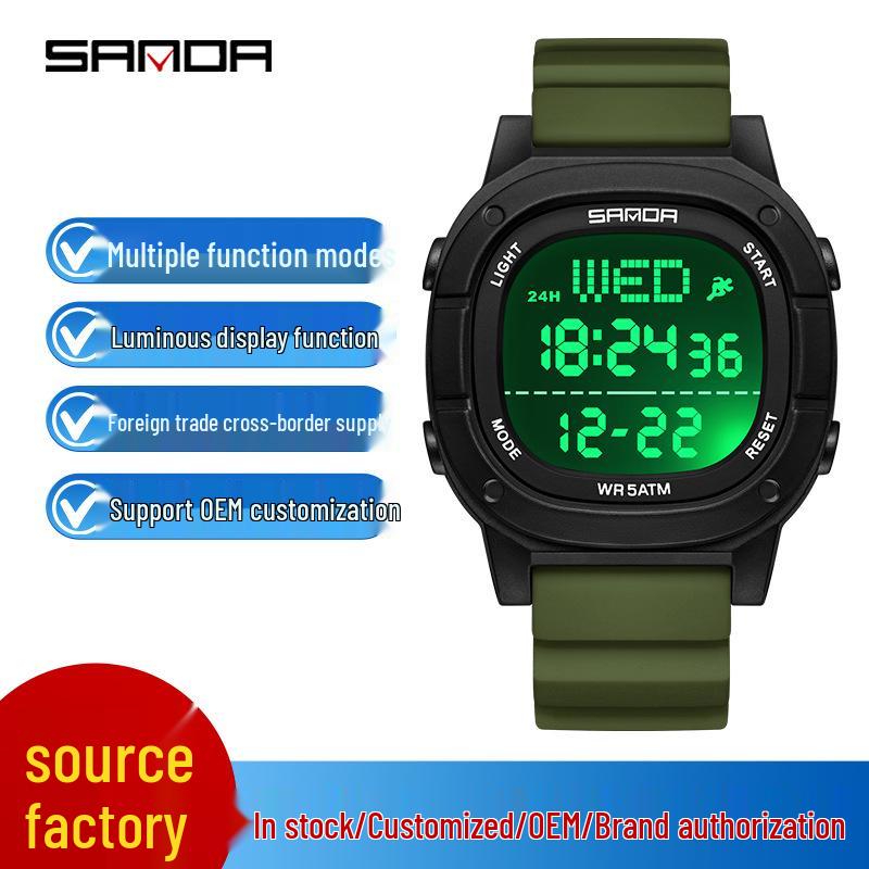 Sanda 9078: Luminous Waterproof Sports Watch for Teens and Adults with Alarm Feature