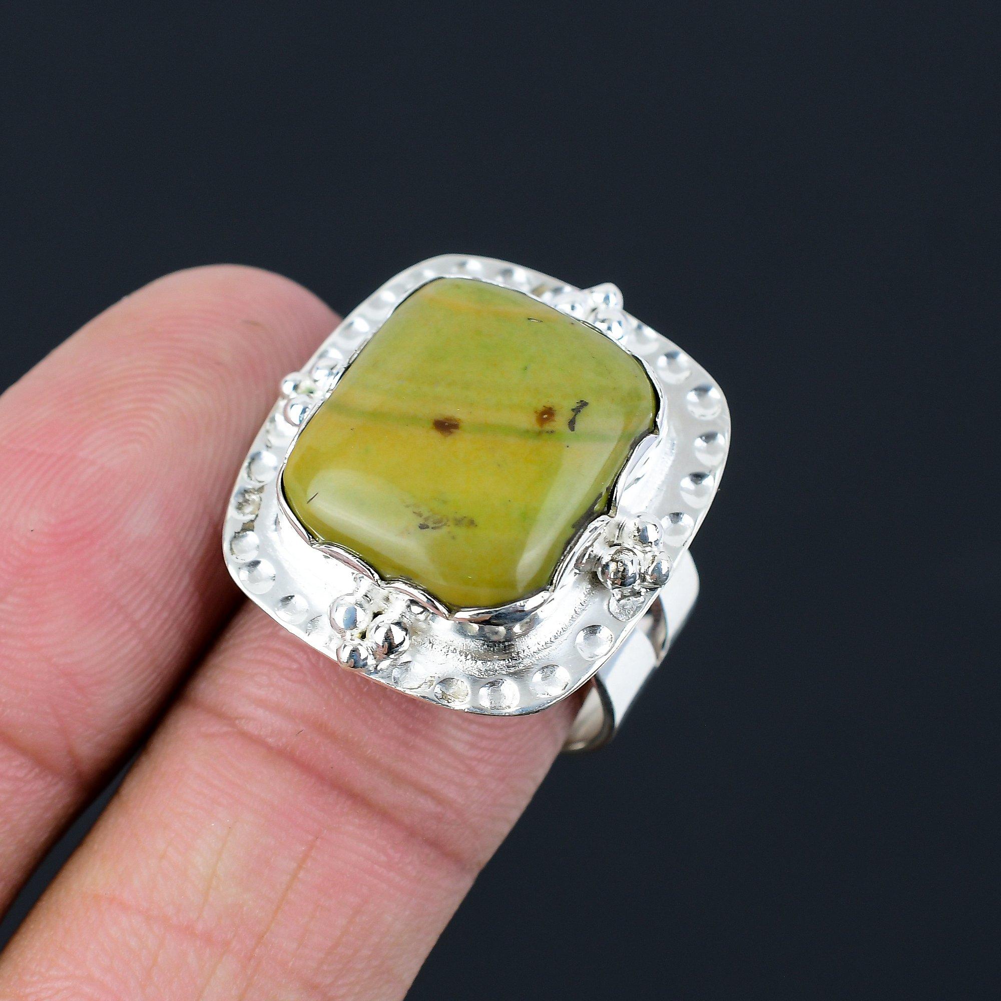 Polychrome Jasper Stone 925 Sterling Silver Engagement Wife Ring Jewelry US 8.5 8.5