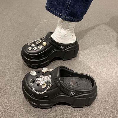 Fashion New Women's Pearl Thick Sole Anti Slip Fashion Cute Cartoon Sequin Beach Sandals Outdoor Slippers