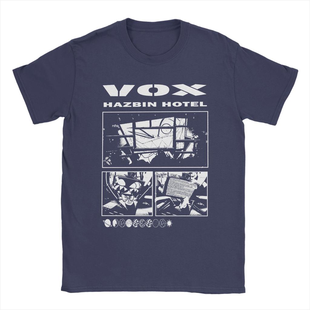 VOX Hazbins Hotels T-Shirt Men Funny Cotton Tees Round Collar Short Sleeve T Shirts Graphic Clothing