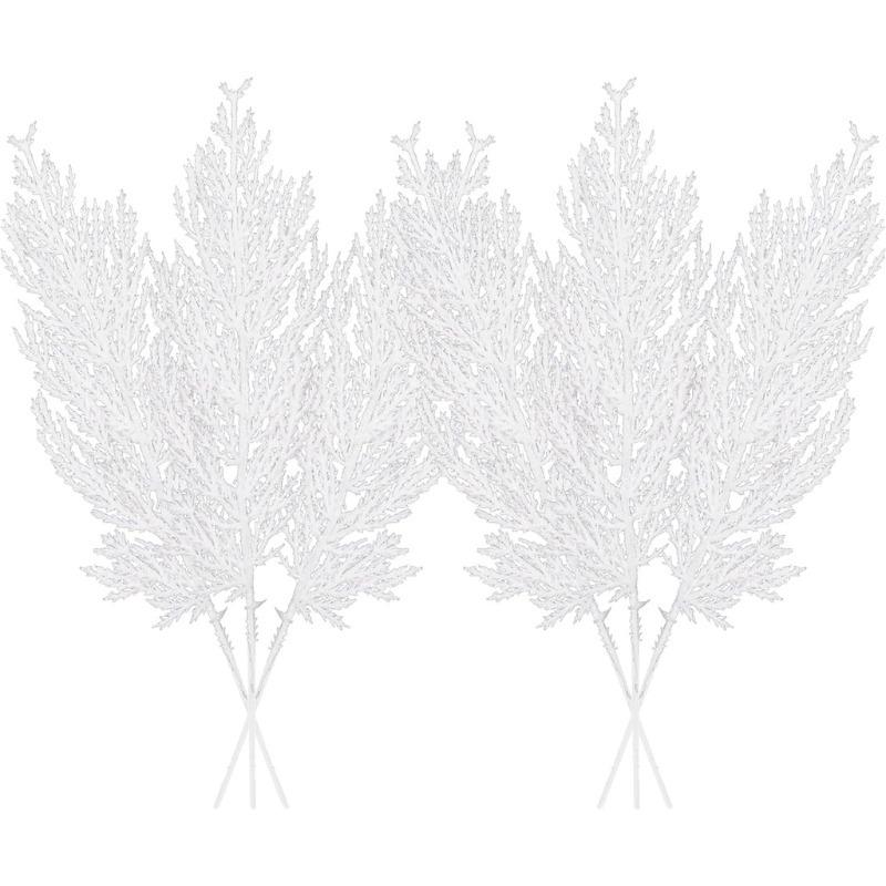 6pcs Christmas Artificial Pine Leaves Branches Gold Simulated Plants Glitter Garland Xmas Tree Ornament New Year Home Decoration
