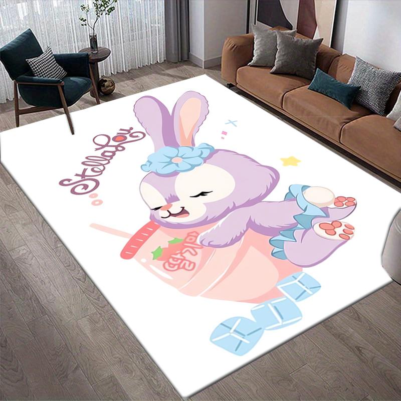 Bunny Party Style Crystal Velvet Rug, Soft Anti‑Slip Crystal Velvet Carpet for Living Room Bedroom Home Decor