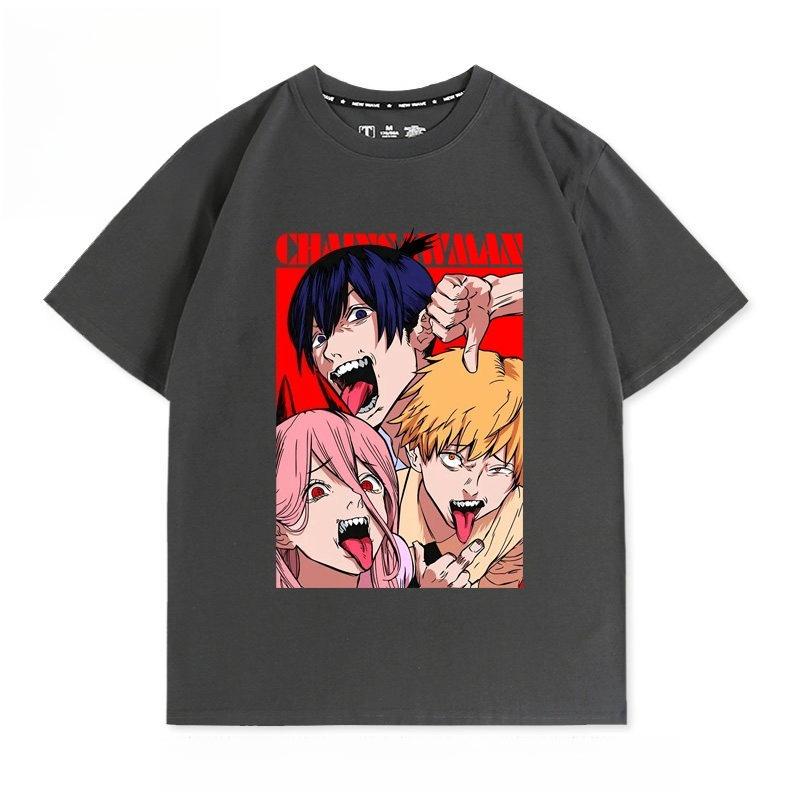 Chainsaw Man Electric Power Anime Printed Tshirt Mens and Womens Tshirt Mens Top Sports Tshirt 2026 Summer New Tee