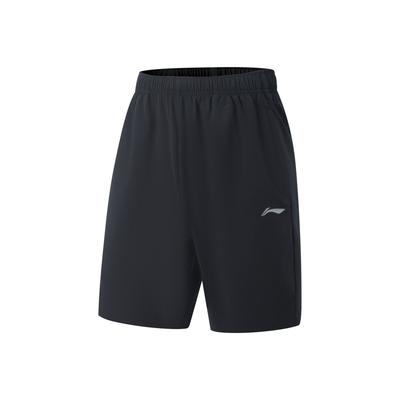 Li Ning Série Fitness Casual Minimalista Cor Sólida Shorts Esportivos Shorts Masculinos Preto AKSV525-6