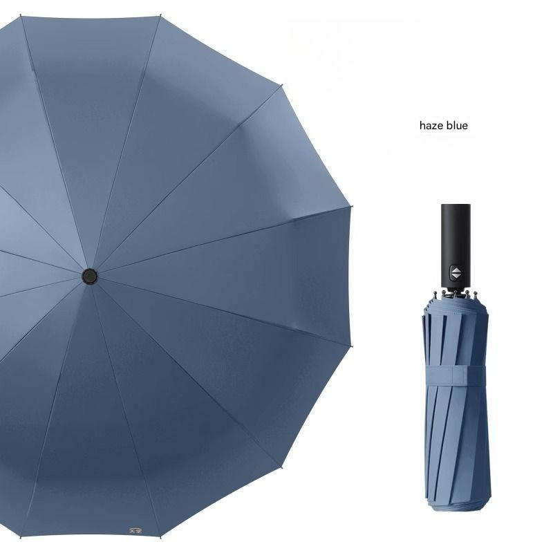 Fully Automatic 12 Bone Umbrella Enlarged Thickened and Reinforced Windproof Rainproof Portable Car-mounted Tri-fold Umbrella