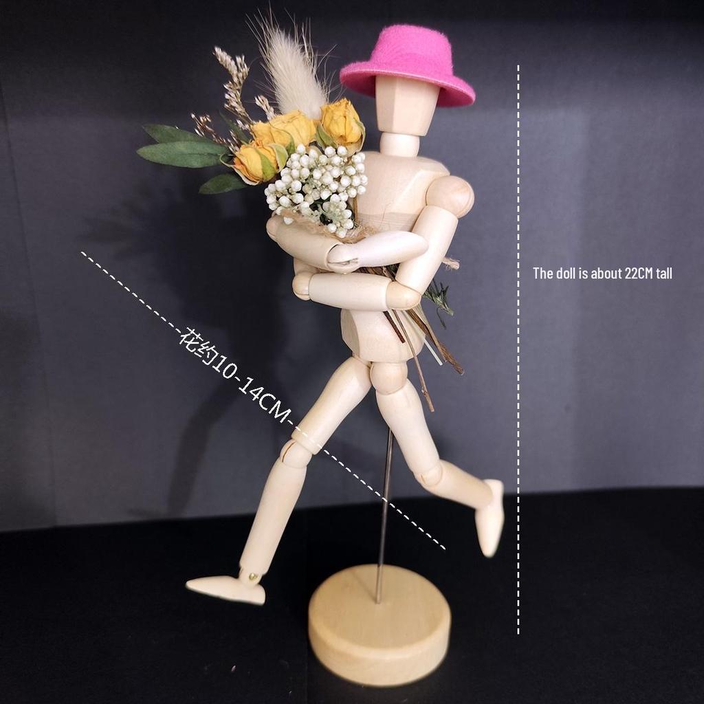 Jointed Wooden Puppet Doll: Handcrafted Human Body Ornament & Decompression Gadget.
