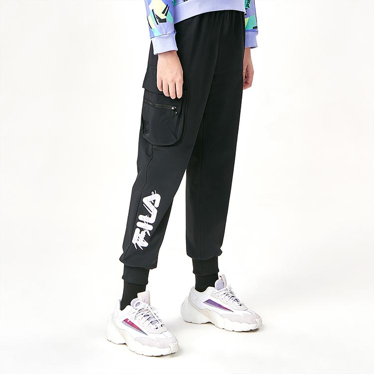 Fila Side Pocket Woven Cargo Tapered Casual Pants Women Pants Black F11W149802FBK