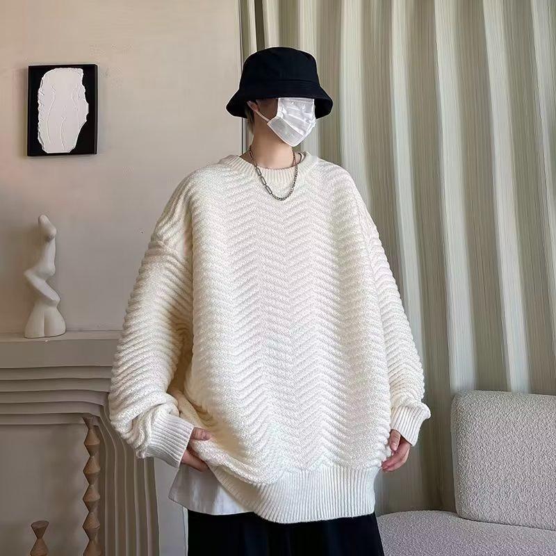 Anti-pilling Sweater Male and Female Neutral Autumn and Winter Japanese Lazy Trendy Brand Ruffian Handsome Loose Round Neck Knitted Sweater