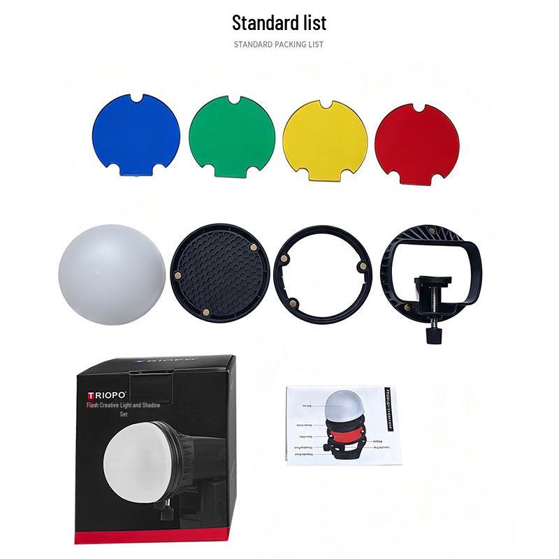 Jiebao TR08 DSLR Magnetic Flash Diffuser with Honeycomb Filters and Quick Release Ball Head