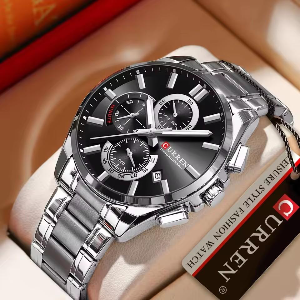 Fashion Full Stainless Steel Watches Wateproof Casual Mens Watch Analog Sport Wristwatch Date Quartz Clock Male