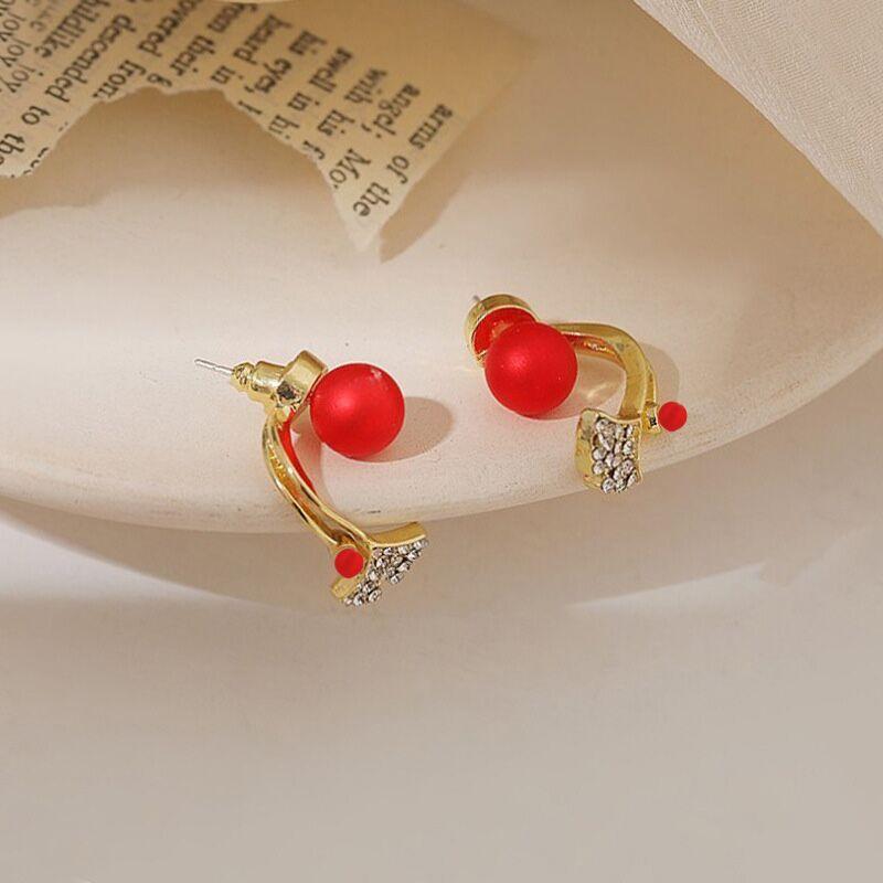 

Imitation Pearl Ginkgo Biloba Leaves Crystal Curved Back Hang Post Stud Earrings Two in One Brincos Zircon Birthday Girl Gift