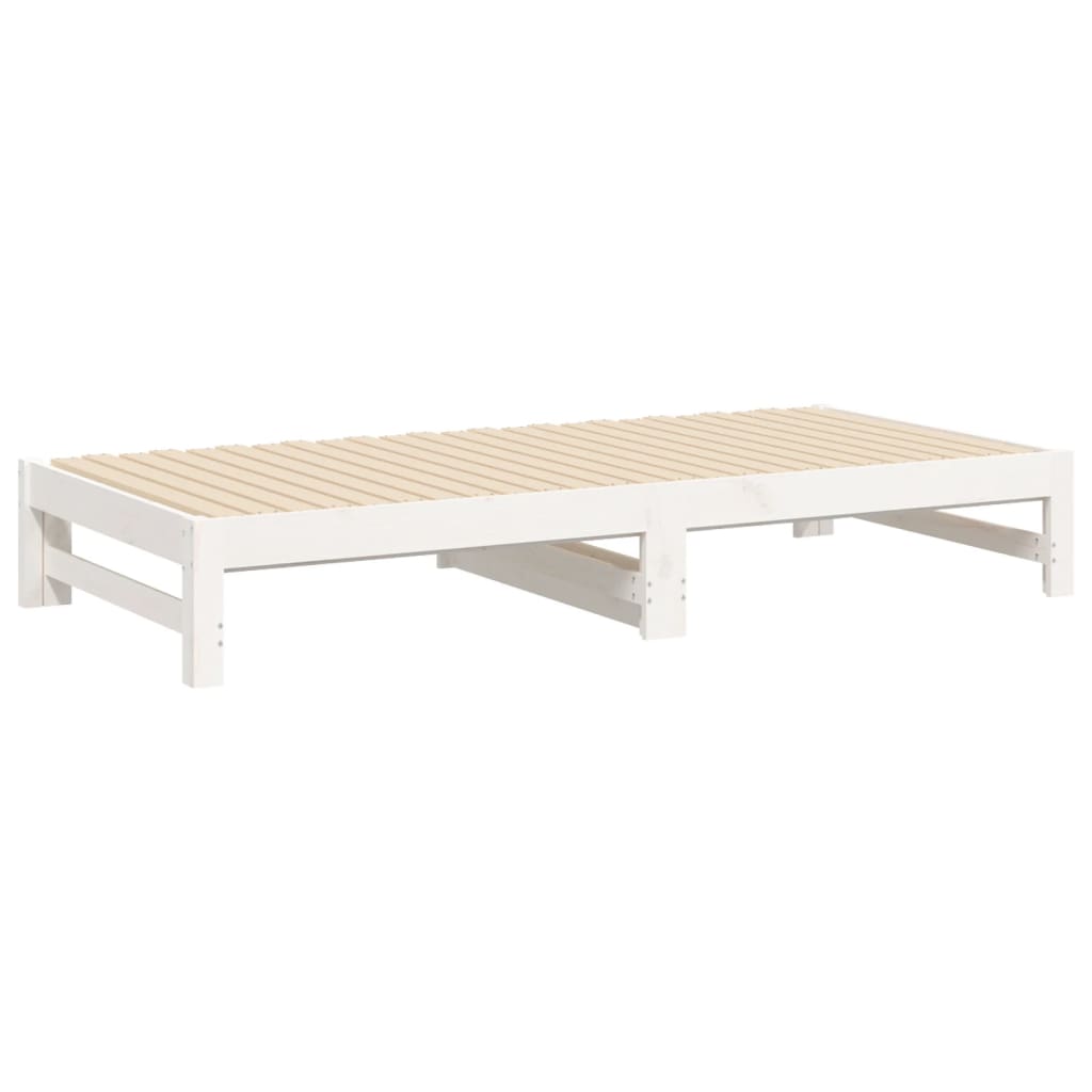 Vidaxl Extendable Bed, White, 2X(75X190) Cm, Light Pine Wood