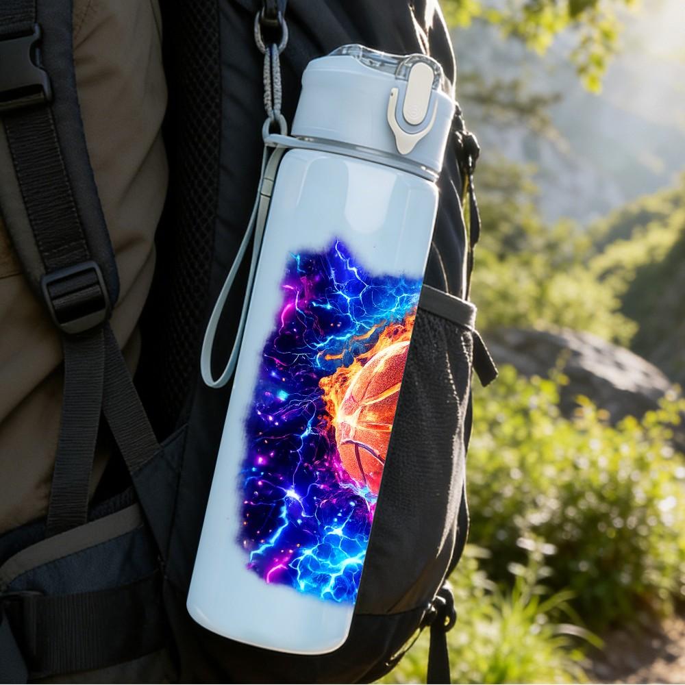 1PC Galaxy Space Nebula Abstract Print 750ml Color Plastic Sports Water Bottle Leakproof Flip Straw Lid Suitable for Sports Office Home Use